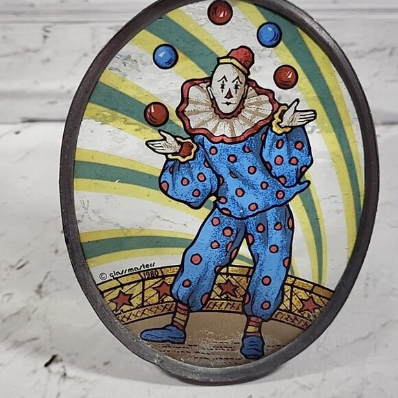 Glass Masters Suncatcher Juggling Circus Clown Carnival Oval Vintage 1980 - Picture 6 of 11